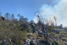 El Ejército Mexicano apoyo en los trabajos para controlar el incendio qe se registra en sierra de Miquihuana.