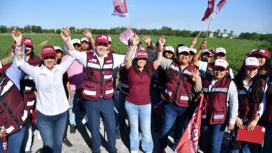 La candidata de Morena Olga Sosa recorrió la colonia Paseo Las Flores en Reynosa.
