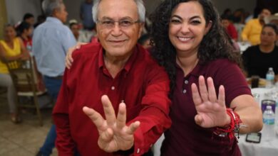 Marco Zuviri, candidato a la alcaldía de Xicoténcatl y Olga Sosa, candidata al Senado.