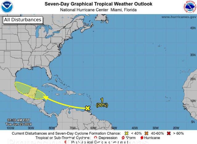 se forma una zona de baja presión en el mar Caribe