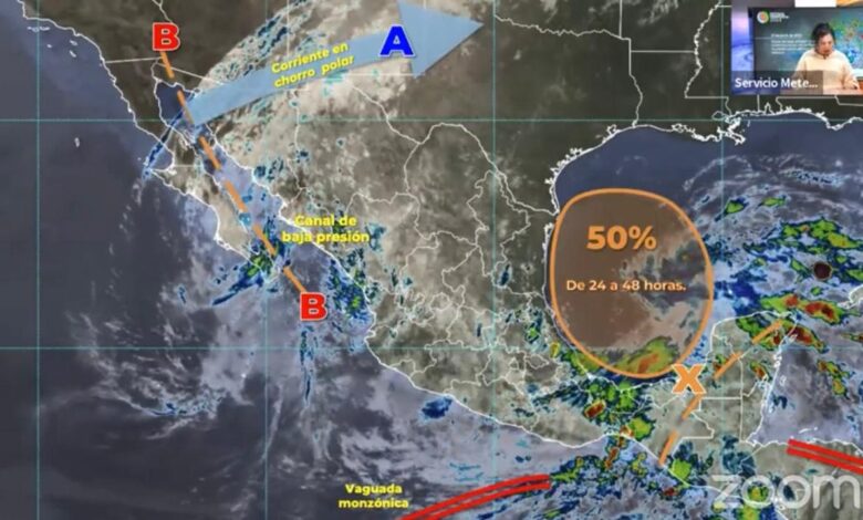 Un sistema de baja presión con potencial de ciclón tropical, estará entrando a tierra entre los límites de Veracruz y Tamaulipas.