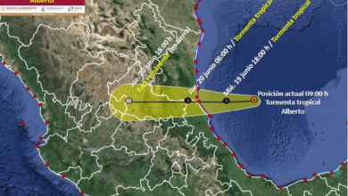 Alrededor de las 3:00 de la mañana, la tormenta tropical Alberto se dirigirá a tierra por Tampico Alto y Altamira.