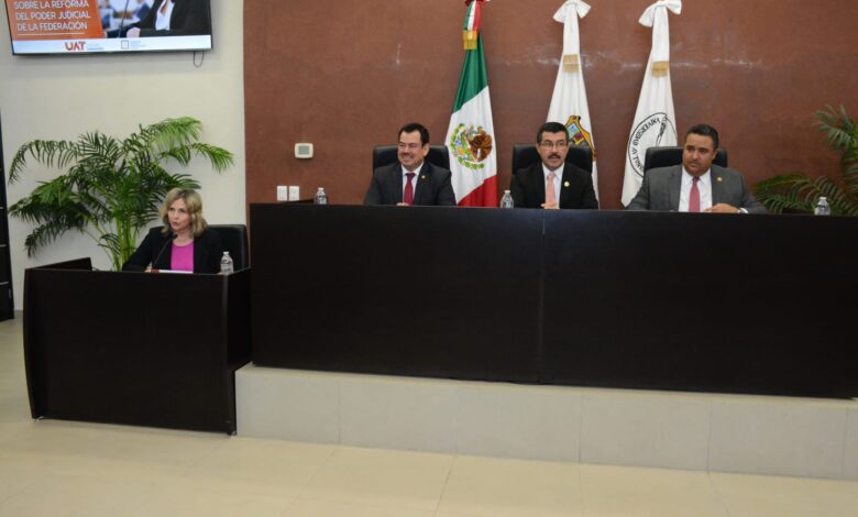 El Rector de la Universidad Autónoma de Tamaulipas (UAT), MVZ Dámaso Anaya Alvarado, inauguró los Foros Universitarios sobre la Reforma al Poder Judicial de la Federación.