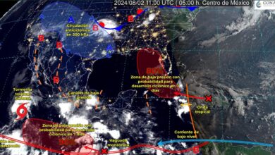 Lluvias aisladas con posibles descargas eléctricas en zonas de Tamaulipas.