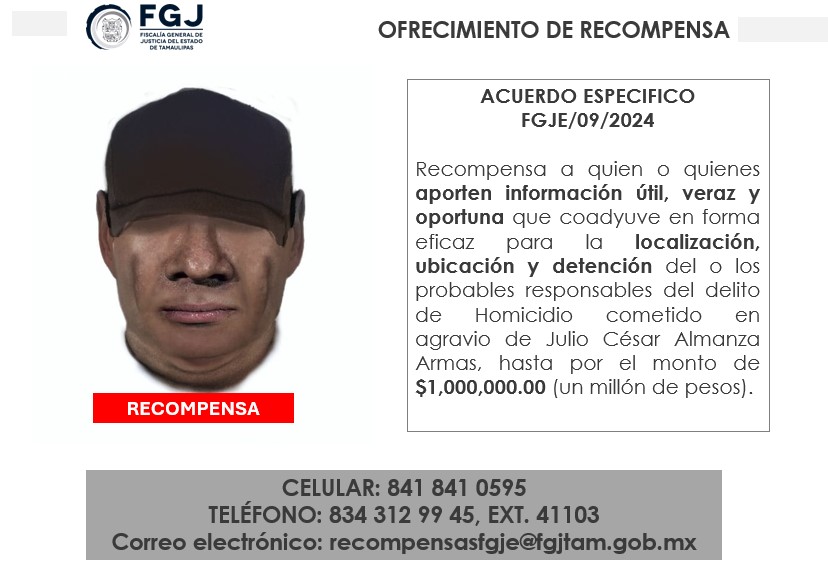Retrato hablado del homicida material del presidente de Fecanaco en Tamaulipas.