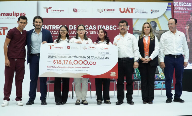 Más de nueve mil estudiantes de la Universidad Autónoma de Tamaulipas recibieron la beca ITABEC-UAT “Futuro Tamaulipas, Jóvenes de Nivel Superior”.
