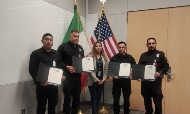 Los elementos de la Guardia Estatal pertenecientes a la coordinación municipal de Matamoros, recibieron un reconocimiento del Consulado General de los Estados Unidos.