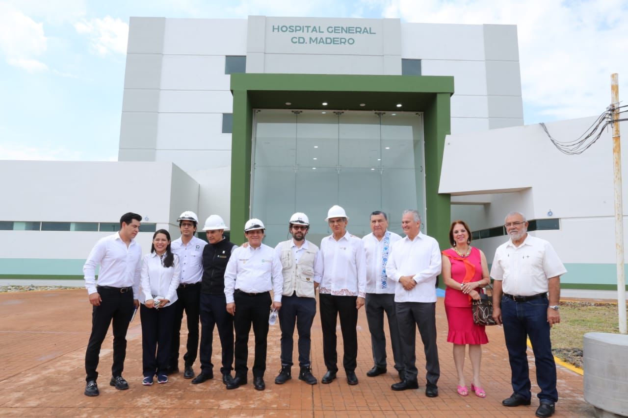 Supervisan el avance del nuevo hospital general de Ciudad Madero y realizan un recorrido por el Hospital de Especialidades IMSS-Bienestar "Dr. Carlos Canseco" de Tampico.
