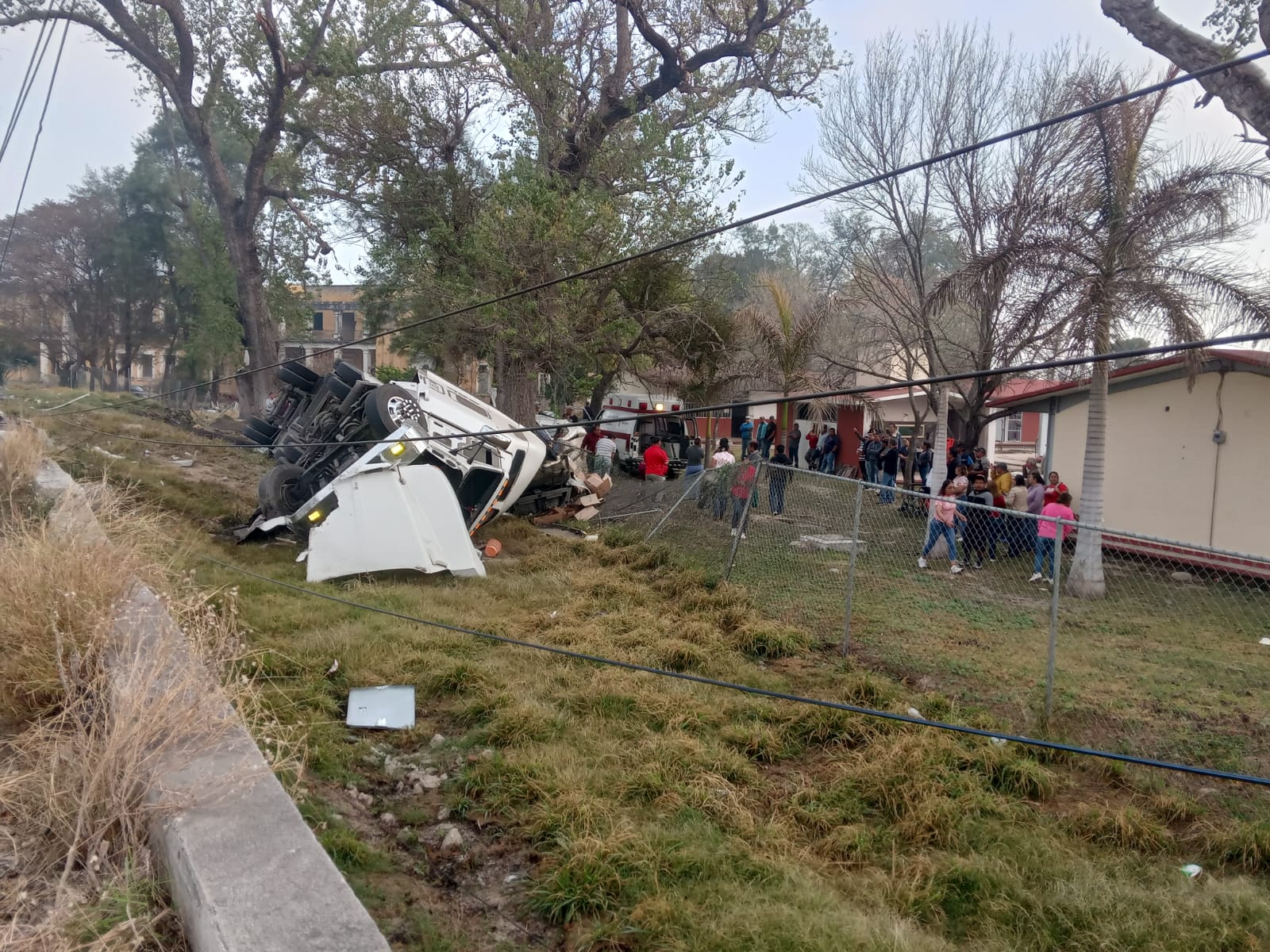 El accidente ocurrió a un lado de una escuela.
