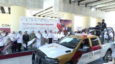 La alcaldesa de Tampico y los alcaldes de Madero y Altamira entregan 30 patrullas a la Guardia Estatal para fortalecer seguridad.