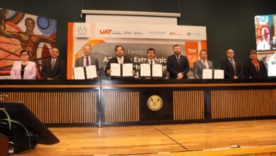 El Rector de la Universidad Autónoma de Tamaulipas (UAT), Dámaso Anaya Alvarado, presidió la firma de alianzas estratégicas con organismos internacionales especializados en certificación y desarrollo académico.