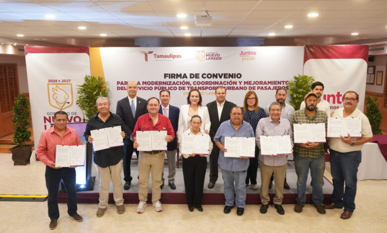 La alcaldesa Carmen Lilia Canturosas Villarreal encabezó la firma del Convenio para la Modernización, Coordinación y Mejoramiento del Servicio Público de Transporte Urbano de Pasajeros.