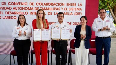 El Rector de la Universidad Autónoma de Tamaulipas (UAT),  firmó un convenio con el Sistema DIF de Nuevo Laredo en beneficio a los alumnos de la Facultad de Enfermería.