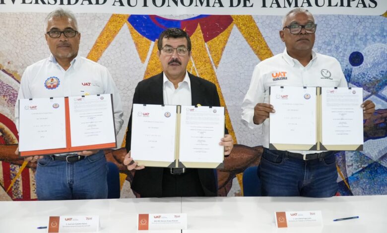 La Universidad Autónoma de Tamaulipas (UAT) y el Sindicato Único de Trabajadores (SUTUAT) firmaron acuerdos en beneficio de los trabajadores.