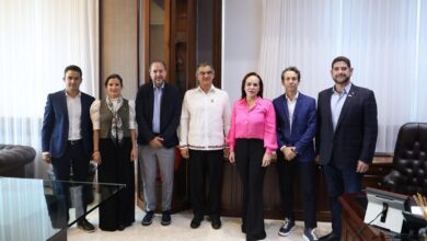 Ejecutivos de JA Group, Fibra Shop y Grupo Link, presentaron este jueves ante el mandatario el proyecto Ágora I Urban District.