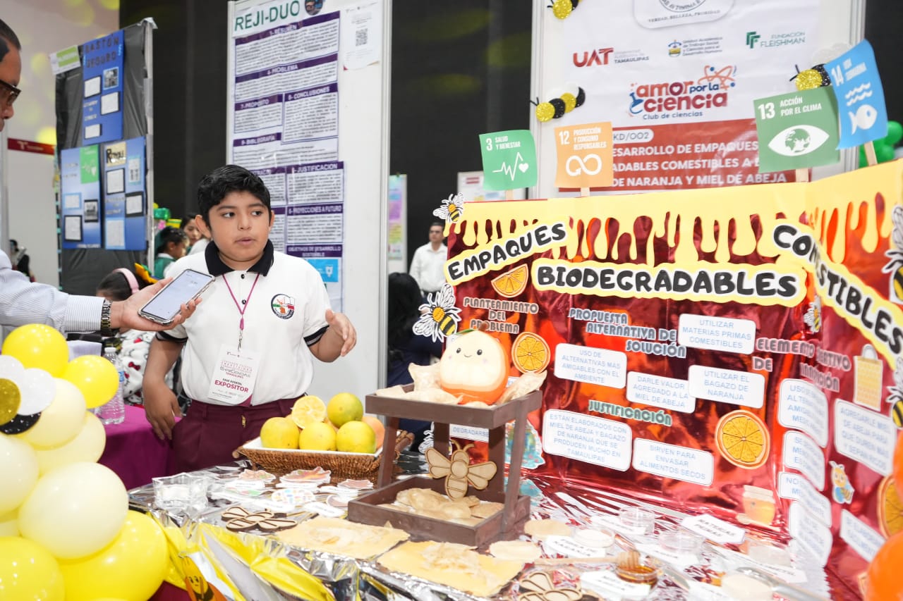 El proyecto sobre empaques biodegradables comestibles es obra de Marlon Emmanuel Ruíz Ramírez, alumno de la Escuela Primaria Guadalupe Longoria, de Victoria.