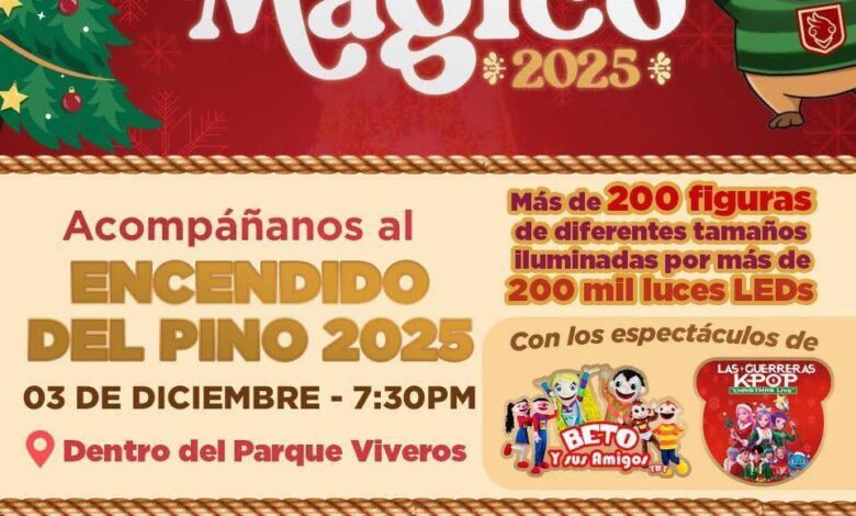 Todo está listo para celebrar en grande la inauguración del “Viveros Mágico 2025” y el tradicional Encendido del Pino Navideño en Nuevo Laredo.