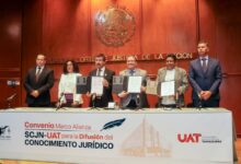 La Universidad Autónoma de Tamaulipas (UAT) y la Suprema Corte de Justicia de la Nación (SCJN) suscribieron el Convenio Marco Alianza SCJN–UAT para la Difusión del Conocimiento Jurídico.