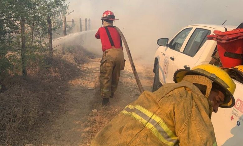 Bomberos combaten incendio en la carretera Mante