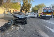 Choque entre Kia y camioneta en 26 Matamoros.