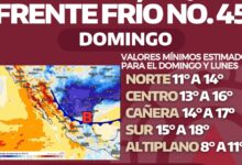Nuevo frente frío en la noche del sábado con condiciones adversas