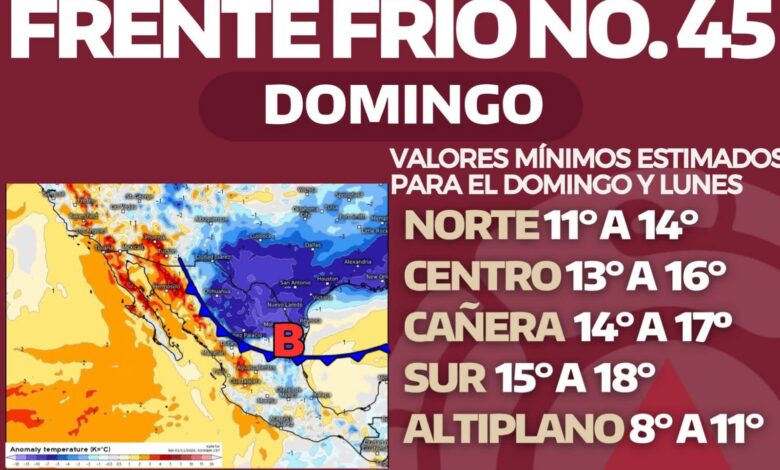 Nuevo frente frío en la noche del sábado con condiciones adversas