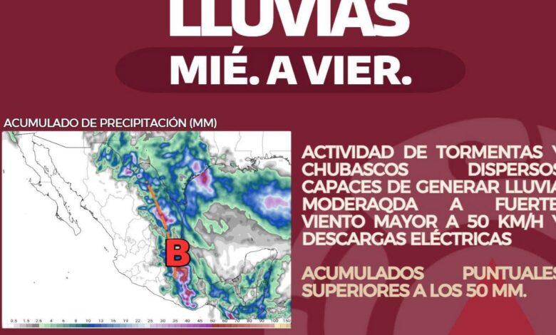 Se esperan lluvias desde el miércoles hasta el viernes informó PC