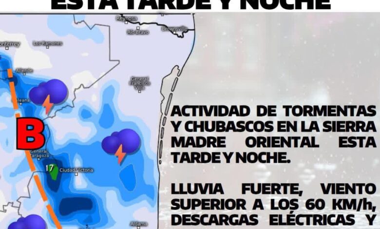 Prevén tormentas y chubascos en la zona centro de Tamaulipas