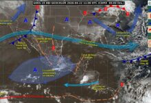 Posibles intervalos de chubascos el día de hoy en Tamaulipas