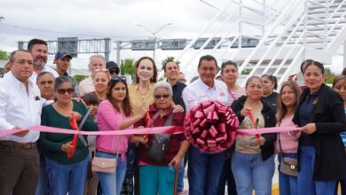 La alcaldesa Carmen Lilia Canturosas Villarreal continúa con la entrega de obras de seguridad vial en Nuevo Laredo.