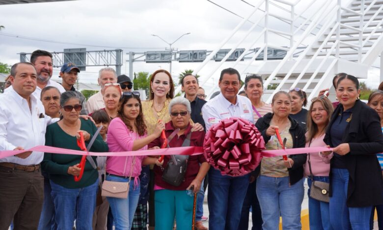 La alcaldesa Carmen Lilia Canturosas Villarreal continúa con la entrega de obras de seguridad vial en Nuevo Laredo.