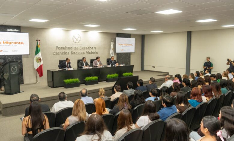 En la Universidad Autónoma de Tamaulipas (UAT) se llevó a cabo la conferencia "Voto Migrante, Elecciones 2027".