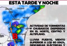Se prevé actividad de tormentas para hoy en el estado de Tamaulipas