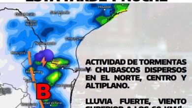 Se prevé actividad de tormentas para hoy en el estado de Tamaulipas