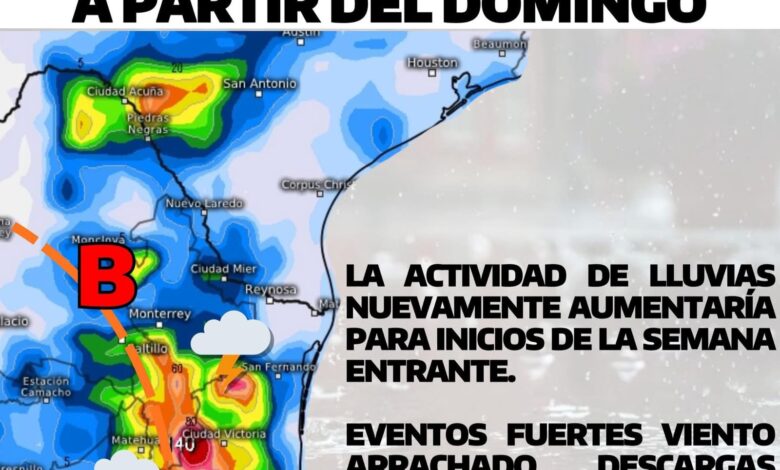 Inestabilidad atmosférica durante la próxima semana en Tamaulipas