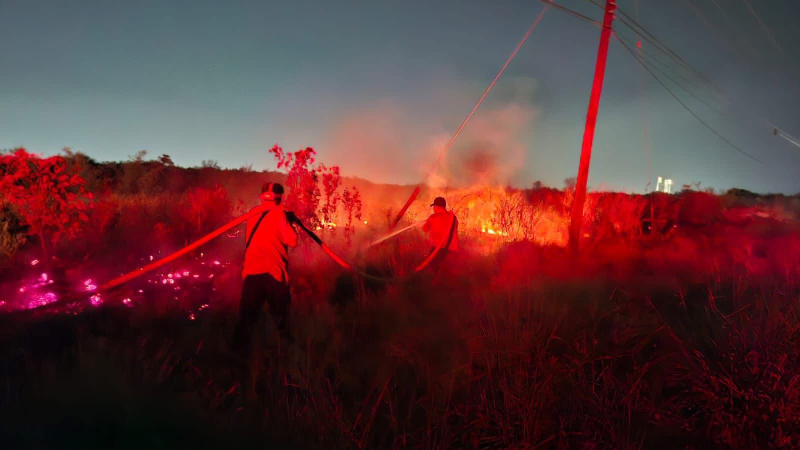 Elementos de Bomberos atienden incendio en Libramiento Naciones Unidas