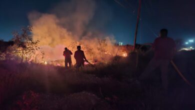 Elementos de Bomberos atienden incendio en Libramiento Naciones Unidas
