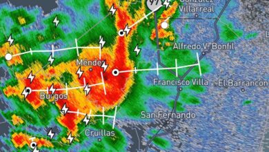 La zona de tormentas avanza por Méndez y Burgos