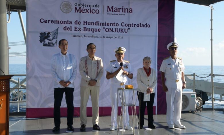Fortalecen en Tamaulipas creación de arrecifes artificiales con hundimiento del ex buque Onjuku