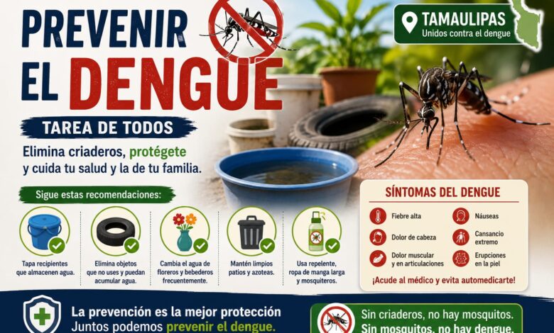 Cómo prevenir el dengue en Tamaulipas: síntomas, riesgos y recomendaciones