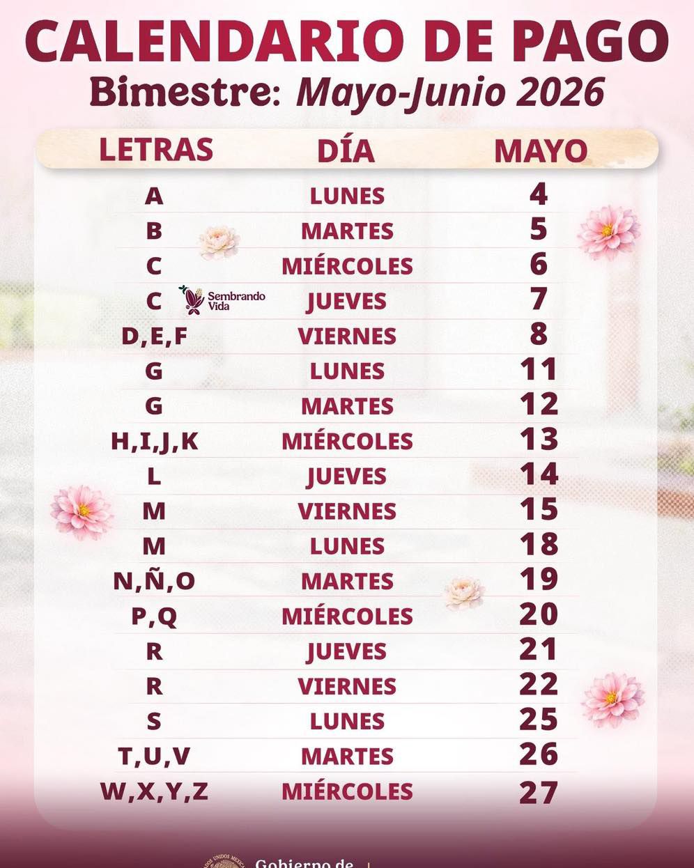 Anuncian pago de Bienestar del bimestre mayo-junio 2026