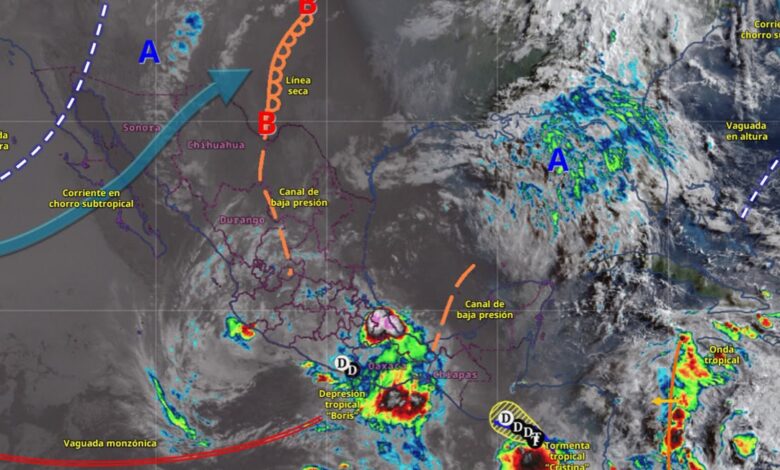 Mapa meteorológico muestra probabilidades de lluvias fuertes en Tamaulipas