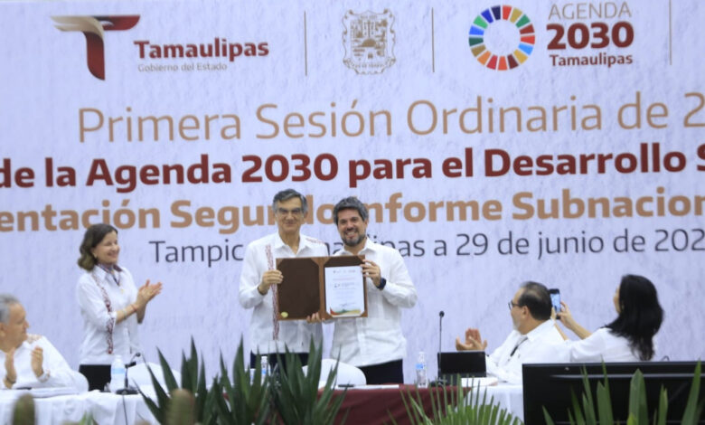Reconocen al gobernador Américo Villarreal Anaya por avances de Tamaulipas en la agenda 2030