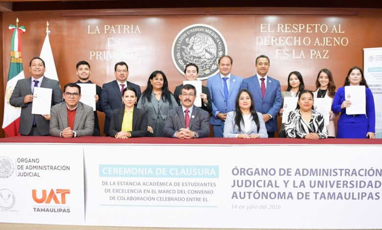 Estudiantes de excelencia de la UAT concluyen estancia en el Órgano de Administración Judicial del Poder Judicial Federal.