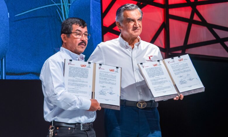 Américo Villarreal y Dámaso Anaya renovaron el convenio UAT-Gobierno de Tamaulipas para fortalecer investigación, innovación y desarrollo estatal.