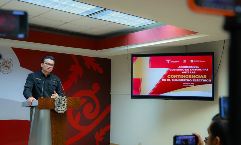 Tamaulipas acumula 5 mil 482 interrupciones eléctricas en siete meses; el Secretario de Desarrollo Energético, Walter Julián Ángel Jiménez llama a industrias a invertir en almacenamiento y generación de energía.