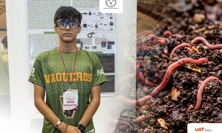 Estudiante de la UAT desarrolla un dispositivo inteligente que automatiza el monitoreo de lombrices y mejora la producción de lixiviados orgánicos.