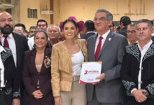 Olga Sosa Ruiz acompañó al gobernador Américo Villarreal Anaya durante los segundos informes de gobierno de Jiménez y Abasolo.