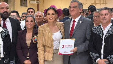 Olga Sosa Ruiz acompañó al gobernador Américo Villarreal Anaya durante los segundos informes de gobierno de Jiménez y Abasolo.