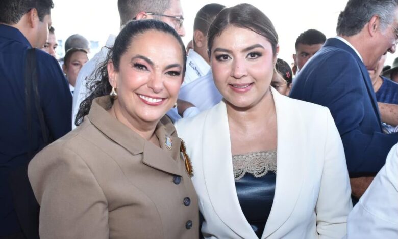 La senadora Olga Sosa acompañó al gobernador Américo Villarreal durante los informes de gobierno de Antiguo y Nuevo Morelos.